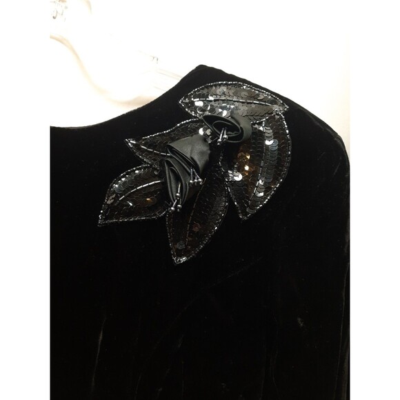 Alfred Angelo Black Elegant Vintage Sequins, Long Sleeve Dress 9/10 - Picture 2 of 14